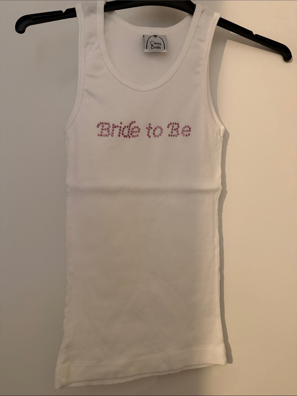 White 'Bride to Be' Rhinestone Tank Top by